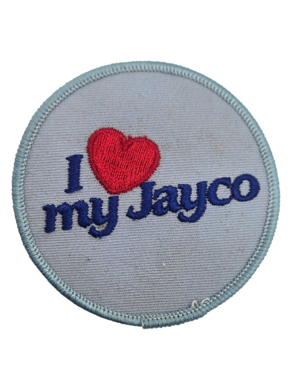 I Love My Jayco Embroidered Iron On Patch 3 Inch Blue Travel Camping Camper Vtg